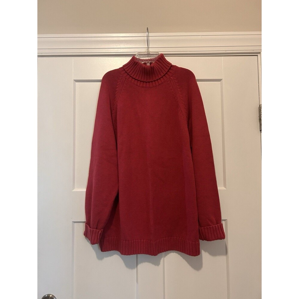 Vintage Lands End Women’s Size XL Pink Turtle Neck Sweater Granola Preppy Cozy